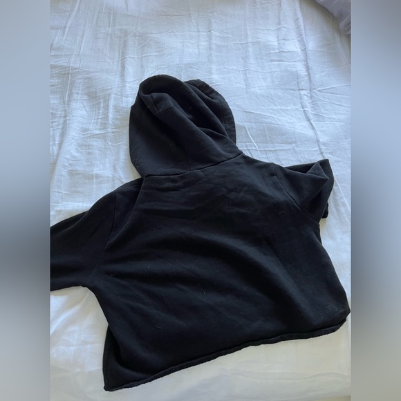 PINK Victoria’s Secret cropped black hoodie with blue writing - Picture 4 of 4